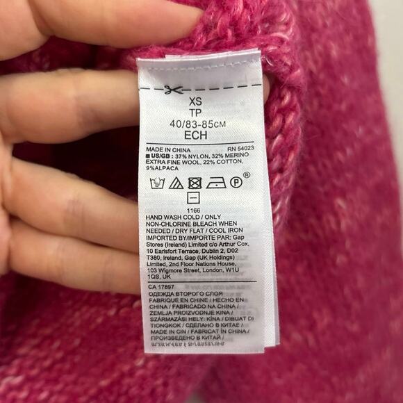 Banana Republic Pink Striped Merino Wool Alpaca Blend Crewneck Sweater XS - Picture 4 of 6